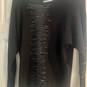 Chico's Embellished Black Long Sleeve Hoodie